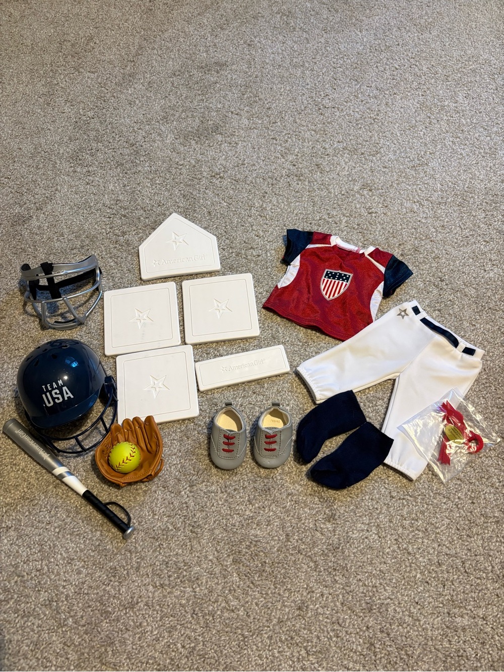 American Girl AG Team USA Soft Baseball Outfit Set Doll Accessories RETIRED